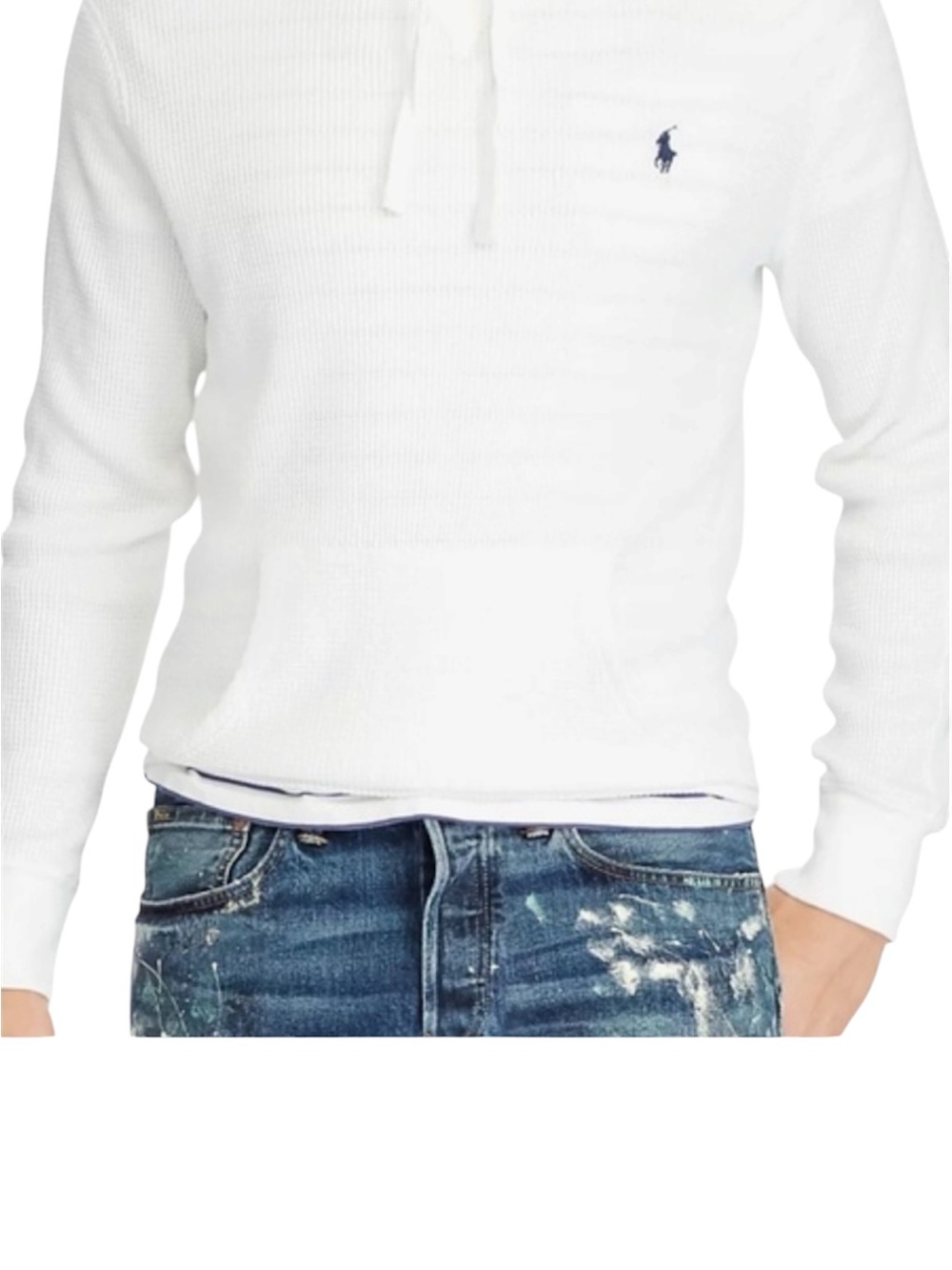 Ralph Lauren White Waffle knit long sleeve